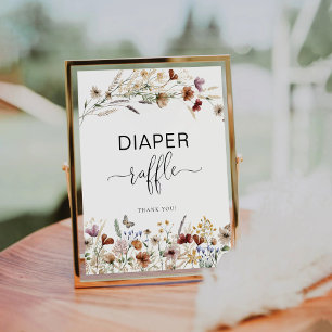 Winzige Wildblume Diaper Raffle Sign Sockelschild