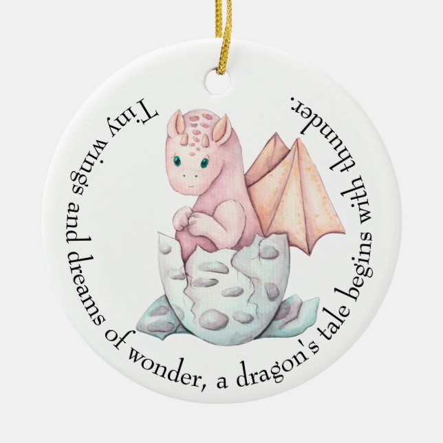 Winzige Wings and Dreams of Wonder Dragon Baby Sho Keramik Ornament (Vorne)