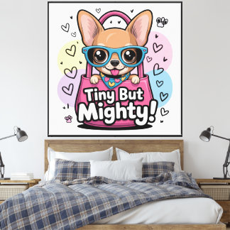 Winziger aber mächtiger Chihuahua Matte schwarze Leinwanddruck