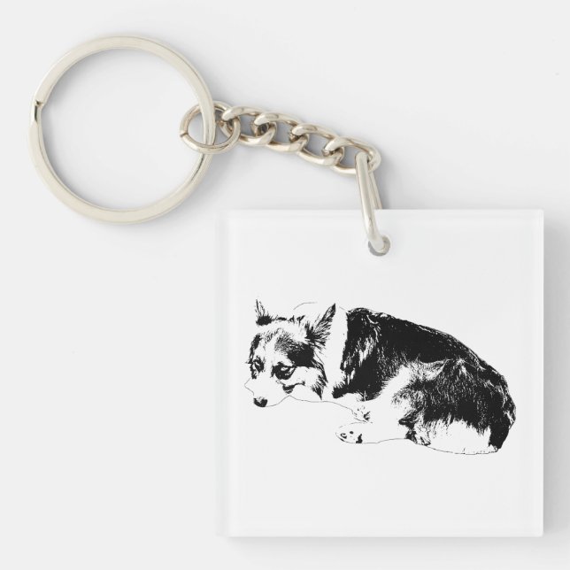 Winziger Corgi, Grafikfliese Schlüsselanhänger (Vorderseite)