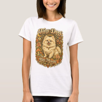 Winziger Hund große Magie Retro Pomeranian T-Shirt