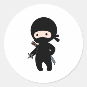 Winziger Ninja Holding-Star Runder Aufkleber
