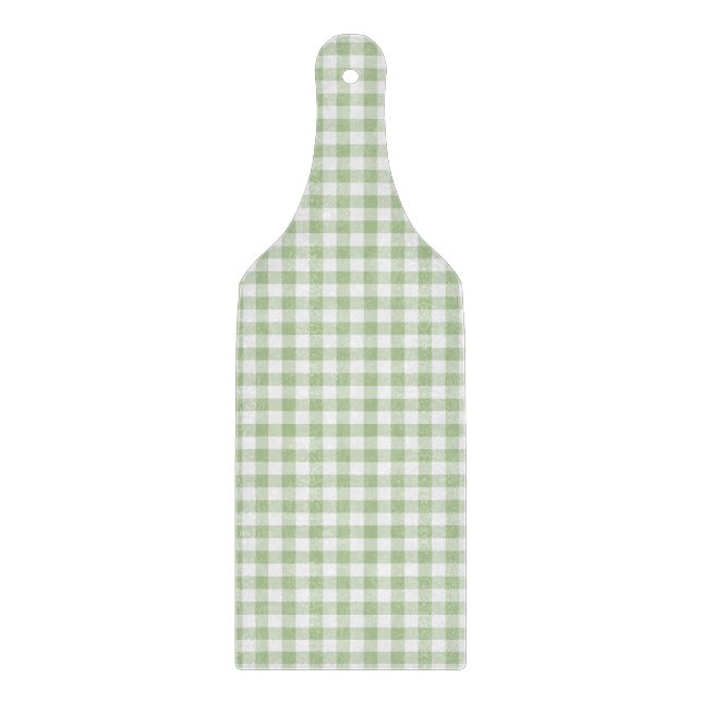 Winziger Salbei und weißes Gingham Schneidebrett (Vorderseite)