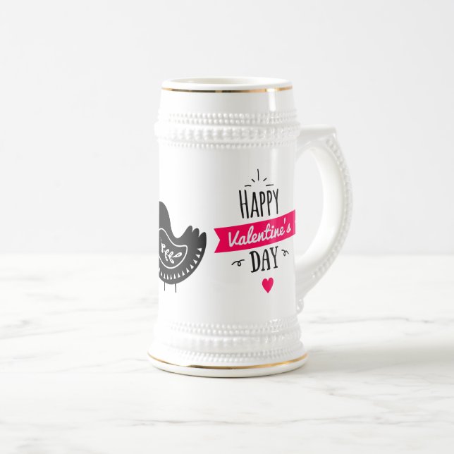 Winziger Schnabel küsst Vögel Valentiner Bierstein Bierglas (VorderseiteRechts)