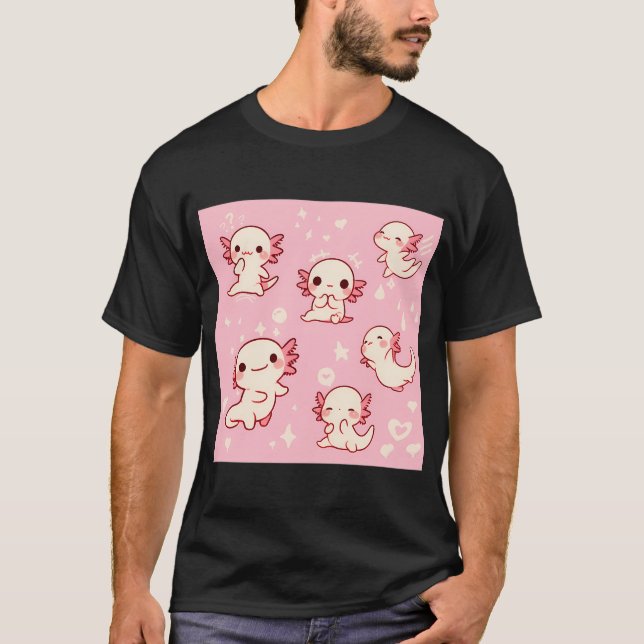 winziges Axolotl-Muster T-Shirt (Vorderseite)