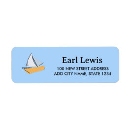 Winziges Boot auf blau