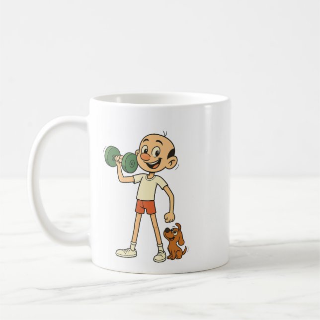 Winziges Gewicht. Großer Geist. Nino Cartoon Motiv Kaffeetasse (Links)
