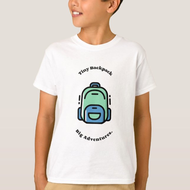 Winziges Rucksack Große Abenteuer Kinder T-Shirt (Vorderseite)