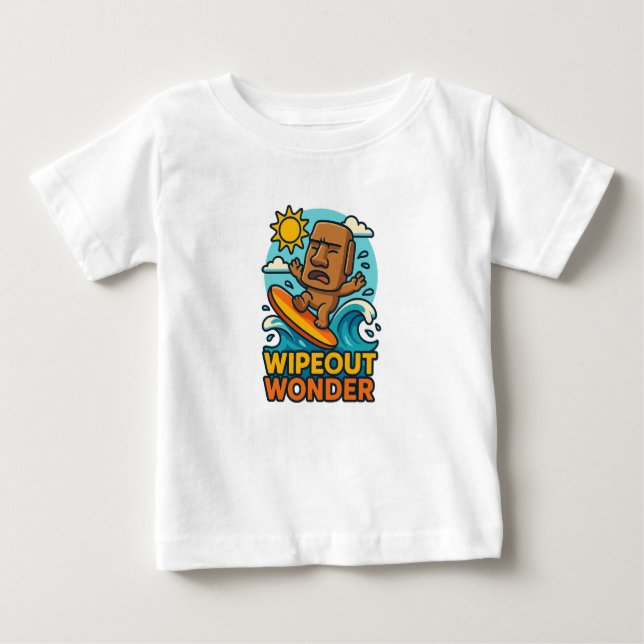 Wipeout Moai Chibi Surf Versagt Baby T-shirt (Vorderseite)