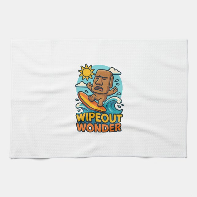 Wipeout Moai Chibi Surf Versagt Geschirrtuch (Horizontal)
