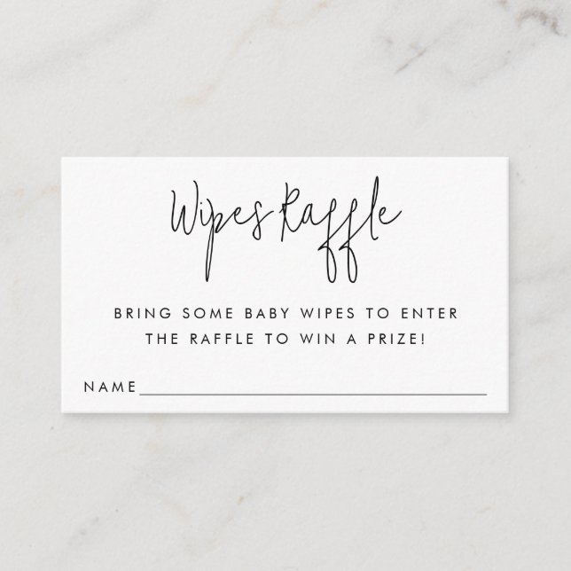 Wipes Raffle Ticket Babydusche Einsteckkarte Begleitkarte (Vorderseite)