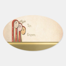 Wir 3 Könige - Art Deco Weihnachten bis von Ovaler Aufkleber