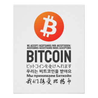 Wir akzeptieren Bitcoin (mehrsprachig) Poster