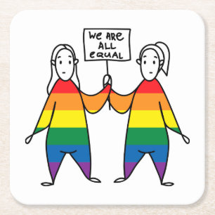 Wir alle sind gleich rechteckiger pappuntersetzer