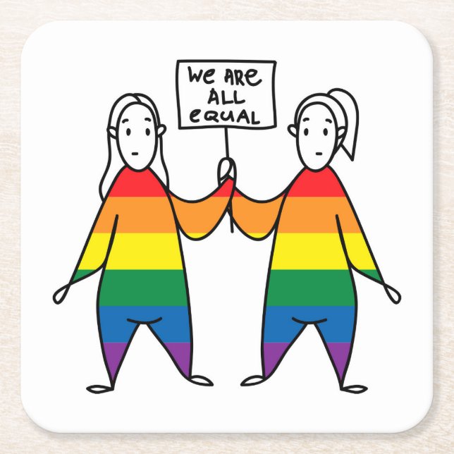 Wir alle sind gleich rechteckiger pappuntersetzer (Vorderseite)