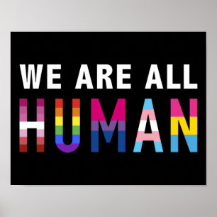 Wir alle sind Menschen mit LGBTQ+-Flaggen für Stol Poster