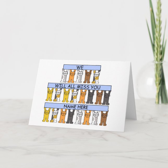 Wir alle werden euch Cartoon Katzen vermissen Karte (Vorderseite)