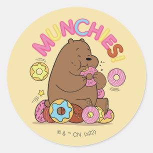 Wir Bare Bars - Grizz Donut Munchies! Runder Aufkleber
