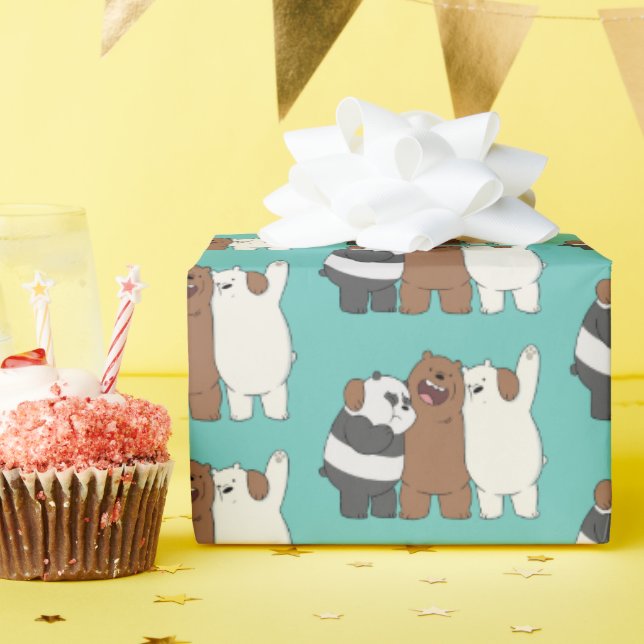 Wir Bare Bears Group Hug Geschenkpapier (Geburtstagsparty)
