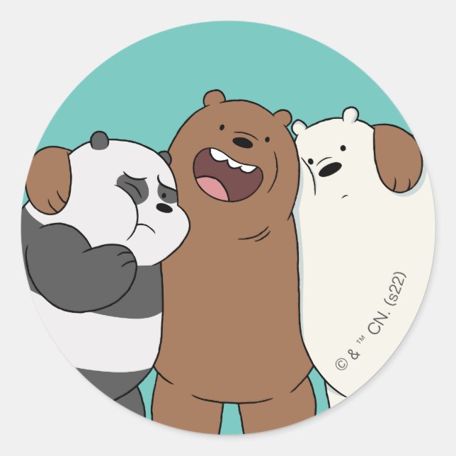 Wir Bare Bears Group Hug Runder Aufkleber (Vorderseite)