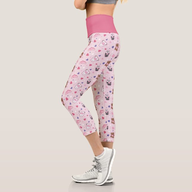 Wir Bare Bears - Valentinisches Herzmuster Capri Leggings (Links)