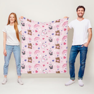 Wir Bare Bears - Valentinisches Herzmuster Fleecedecke