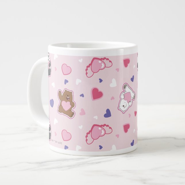 Wir Bare Bears - Valentinisches Herzmuster Jumbo-Tasse (Vorderseite Links)