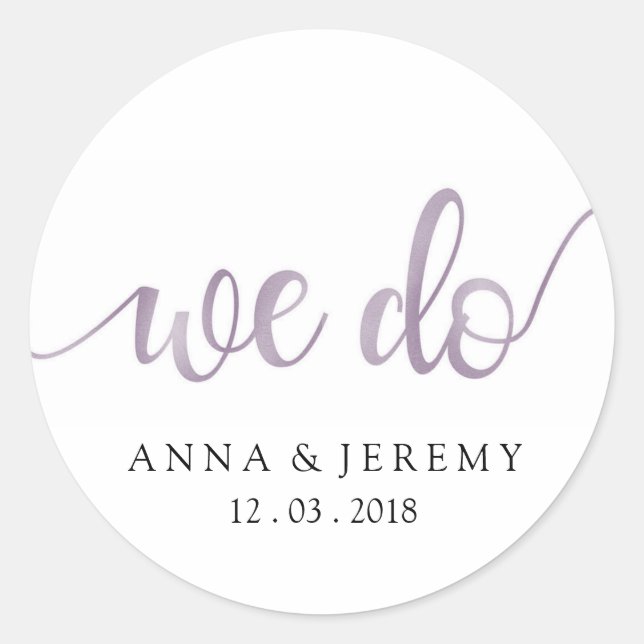 Wir bedanken uns bei Ihnen Lila Hochzeitsticker Runder Aufkleber (Vorderseite)