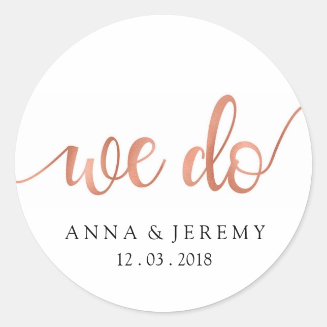 Wir bedanken uns bei Ihnen Rose Gold Wedding Stick Runder Aufkleber (Vorderseite)