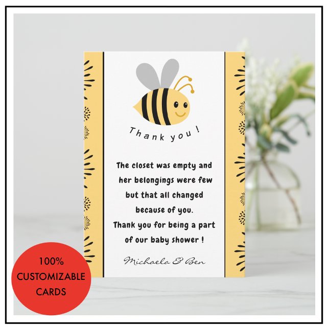 Wir bedanken uns für die Karten Sweet wie auch Bab (Bee thank you cards Sweet as can bee Baby shower)