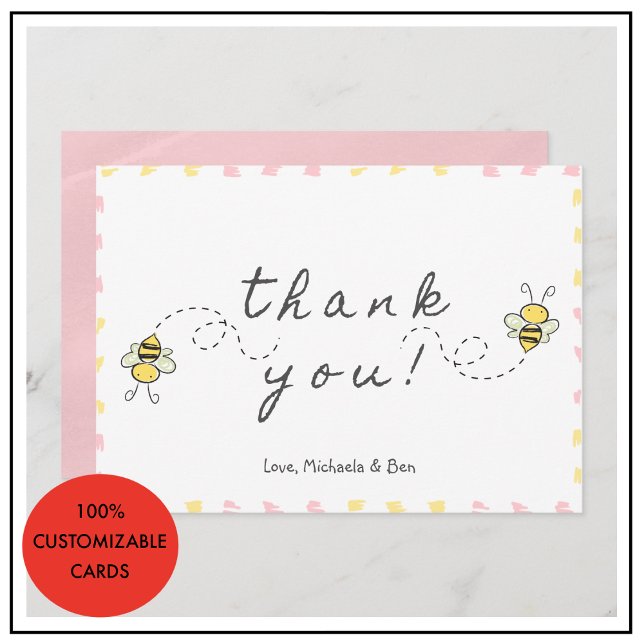 Wir bedanken uns für Ihre Karten, Baby Shower Nied Dankeskarte (Bee thank you cards Baby Shower Cute)