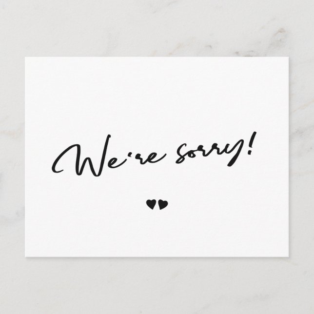 Wir bedauern, dass Schwarz-Weiß-Stornierungen vers Postkarte (Vorderseite)