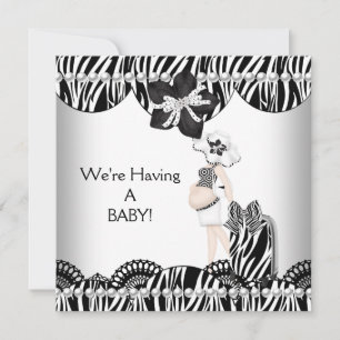 Wir bekommen ein BABY! Schwarz Weiß Zebra Erwarten Ankündigung