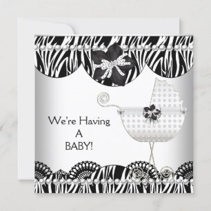 Wir bekommen ein BABY! Schwarz Weiß Zebra Schwange Ankündigung