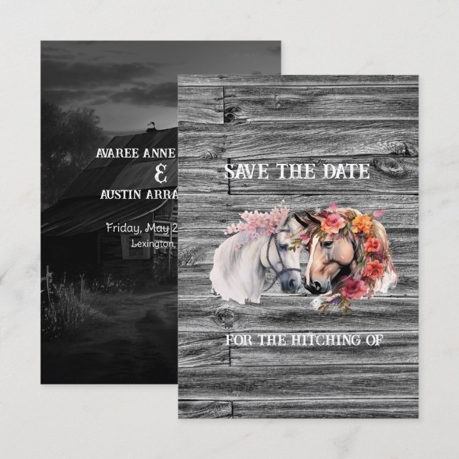 Wir bekommen heftige Western-Hochzeit Save The Date (Vorne/Hinten)