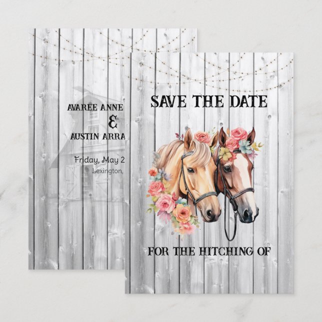 Wir bekommen heftige Western-Hochzeit Save The Date (Vorne/Hinten)