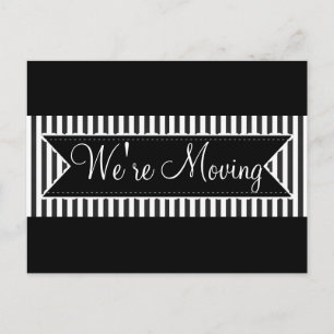 Wir bewegen Black Striped Notification Postcards Ankündigungspostkarte