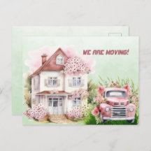 Wir bewegen uns mit Vintagem Pink-LKW und Haus
