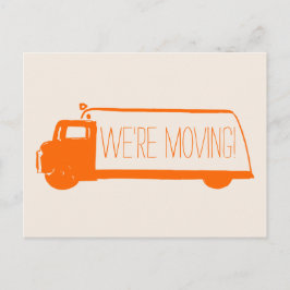 Wir bewegen uns rückwärts und bewegen Van Ankündigungspostkarte