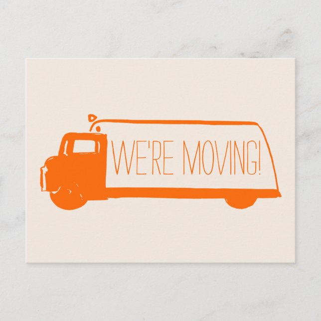 Wir bewegen uns rückwärts und bewegen Van Ankündigungspostkarte (Vorderseite)