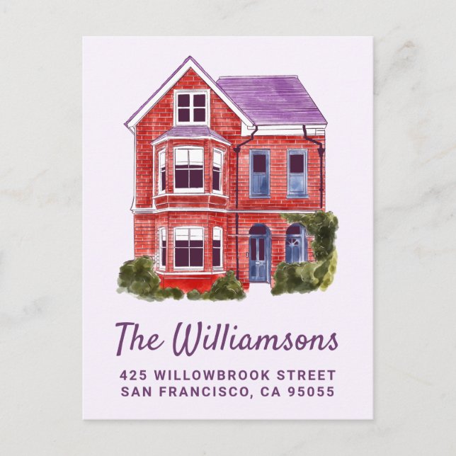 WIR BEWEGT | Wasserfarbe Zuhause Postkarte (Vorderseite)