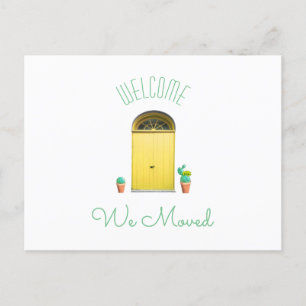 Wir bewegten neuen Adressen-Südwestgelb-Tür-Kaktus Ankündigungspostkarte