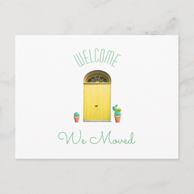 Wir bewegten neuen Adressen-Südwestgelb-Tür-Kaktus Ankündigungspostkarte (Vorderseite)