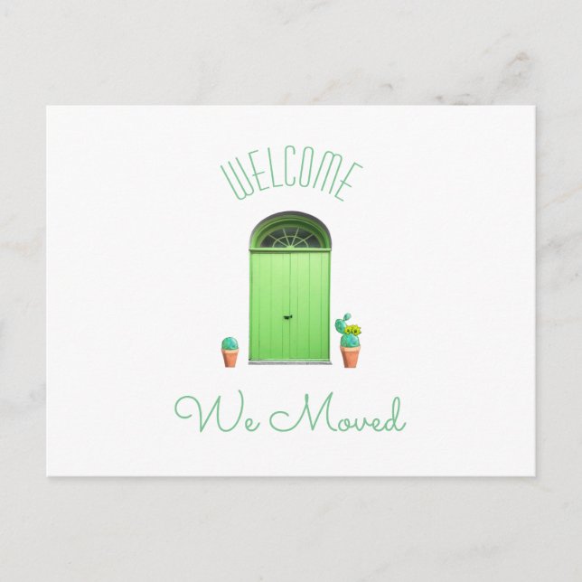 Wir bewegten neuen Adressen-Südwestgrün-Tür-Kaktus Ankündigungspostkarte (Vorderseite)