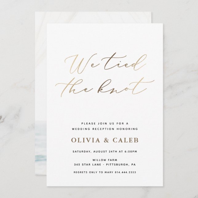 Wir binden die KNOE Elopement-Feier an die Einladu Einladung (Vorne/Hinten)