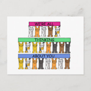 Wir Cartoon-Katzen denken alle an dich Postkarte