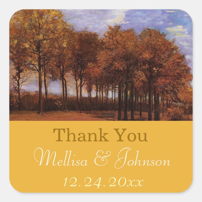 Wir danken Ihnen Aufkleber für Hochzeit im Herbst  (Vorderseite)