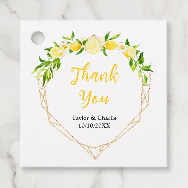 Wir danken Ihnen für die Hochzeit von Zitronen und Geschenkanhänger (Vorderseite)