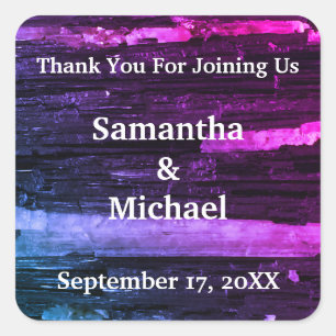 Wir danken Ihnen Neon Stripes Moderner Dank Gast Quadratischer Aufkleber