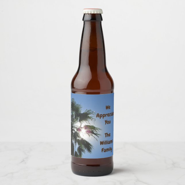 Wir danken Ihnen von Familie Palm Tree Bierflaschenetikett (Vorderseite)